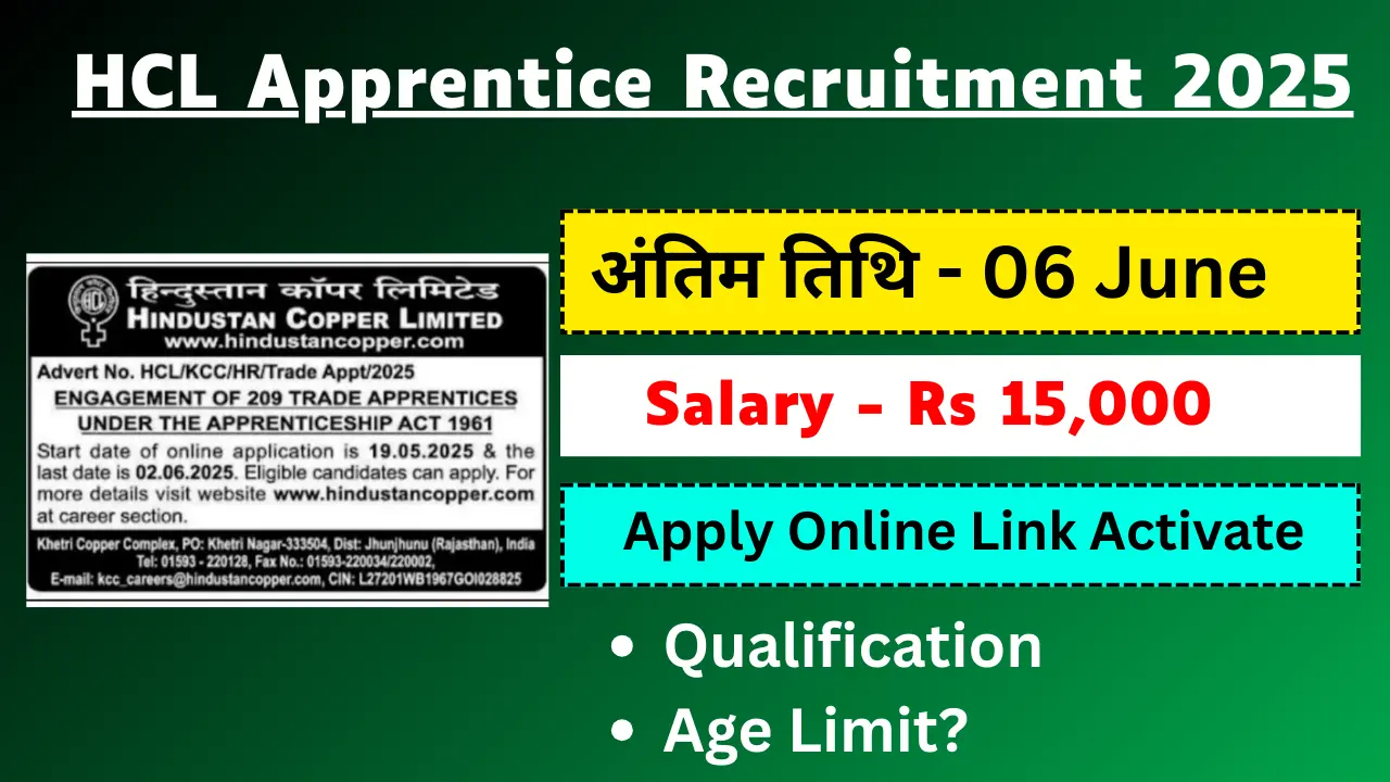 HCL Apprentice Recruitment 2025